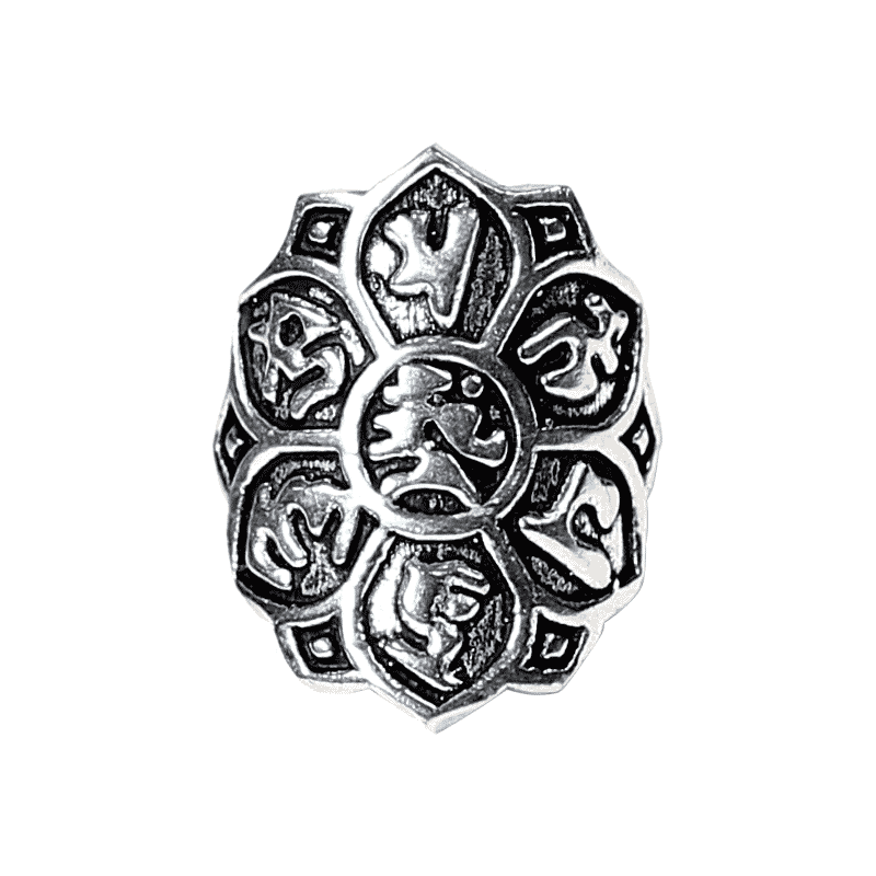 Ring Lotus Brass Silver colored