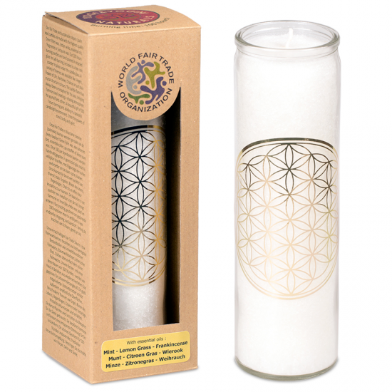 Scented Candle Stearin Flower of Life White