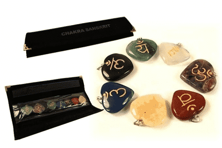 Set 7 Chakra Sanskrit Symbols Pendants