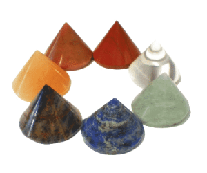 Set of 7 Conical Stones in the Chakra colours