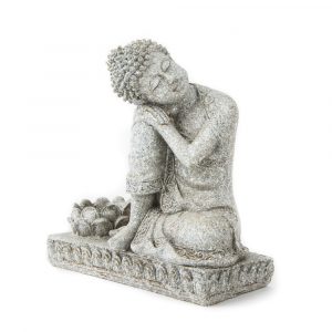 Buddha with Candle holder Stone grey - 17.5 cm