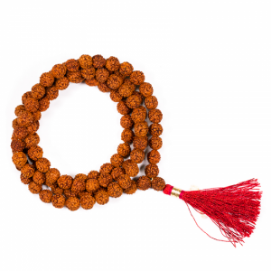 Mala Rudraksha 108 Beads With Red Brush (0.8 cm)