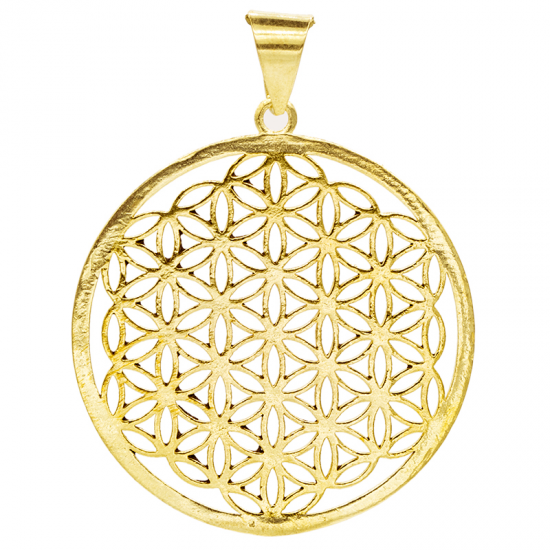 Flower of Life Pendant Brass Gold colored (4 cm)