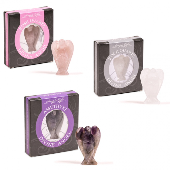 Gemstones Angels Amethist-Rose Quartz-Berg Crystal (set of 9)