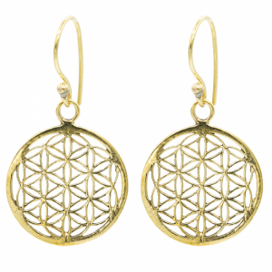 Flower of Life Earrings Brass Gold-coloured