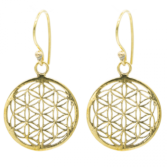 Flower of Life Earrings Brass Gold-coloured