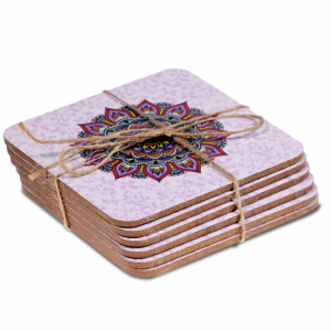 Mandala coasters purple set of 6