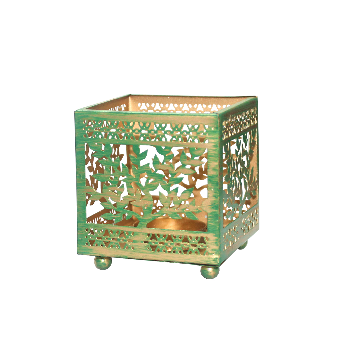 Metal Tealight holder Green - Tree of Life