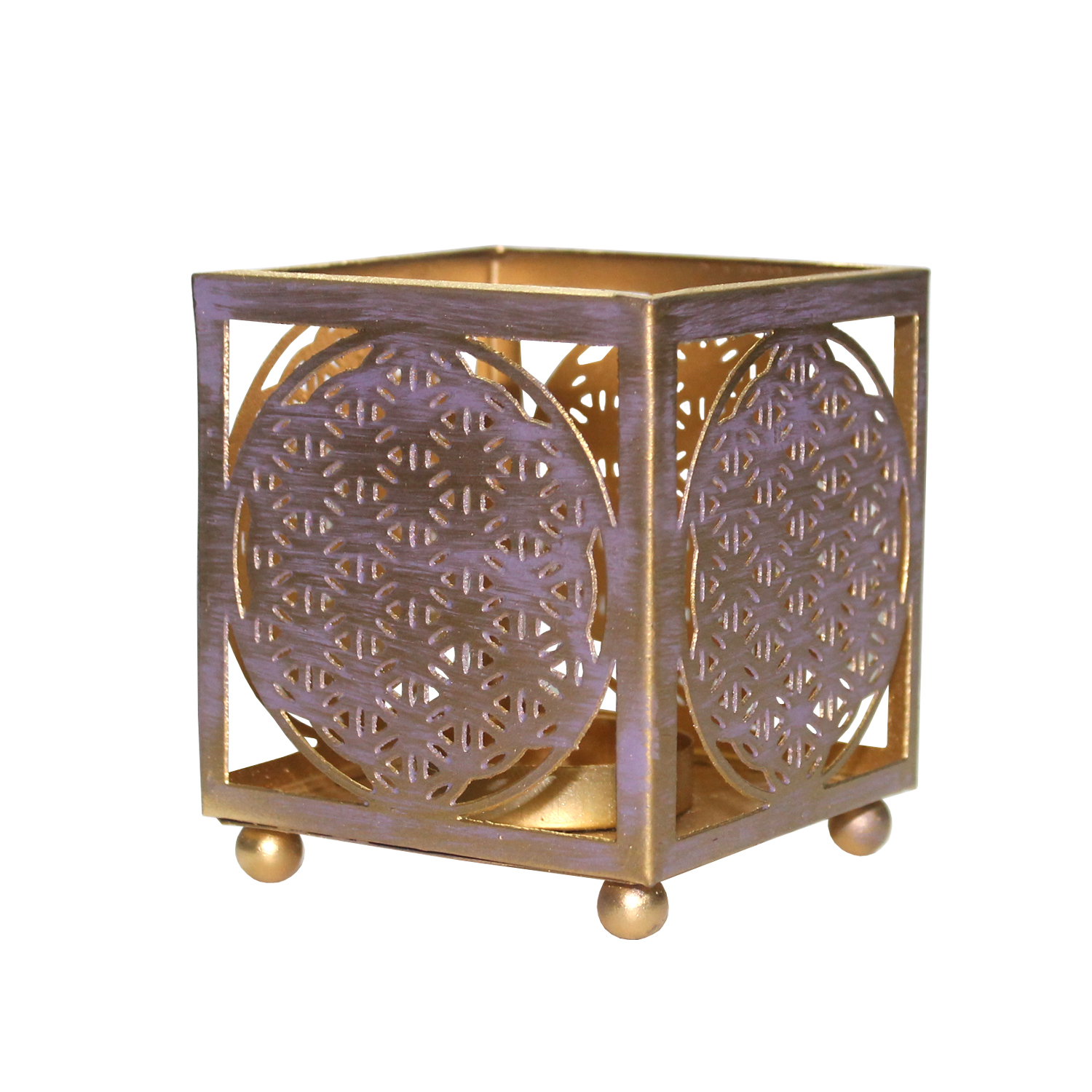 Metal Tealight holder GoudLila - Flower of Life
