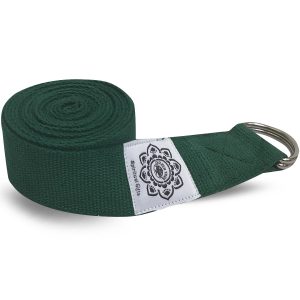 Cotton Yoga Belt Green with D-Ring - 248 cm