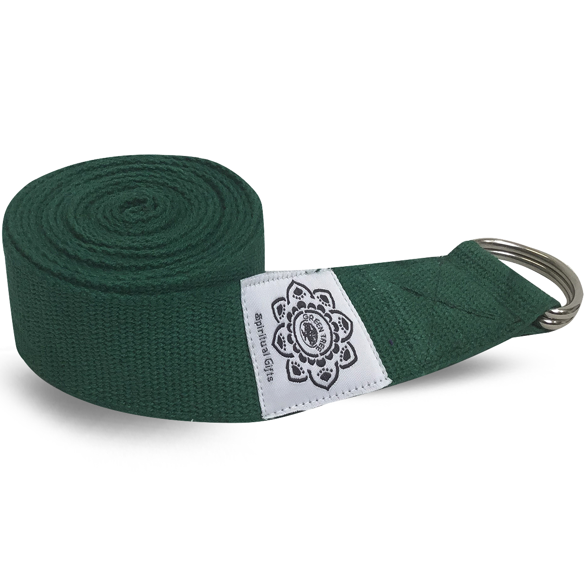 Cotton Yoga Belt Green with D-Ring - 248 cm