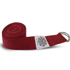 Cotton Yoga Belt Red with D-Ring - 248 cm