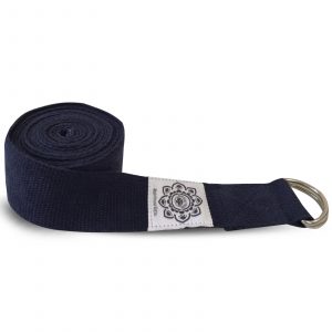 Cotton Yoga Belt Dark blue with D-Ring - 248 cm