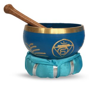 Singing bowl with Beater and Cushion -  Throat Chakra (± 11 cm)