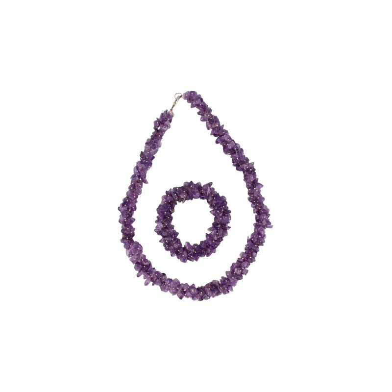 Ketting en Armband Amethist Cluster Sieradenset