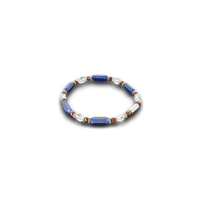 Gemstones Bracelet Lapis Lazuli with Zirconia and Rock Crystal