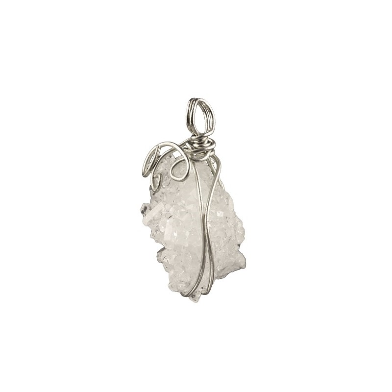 Gemstone Pendant Mountain Crystal Crystallized in Wire