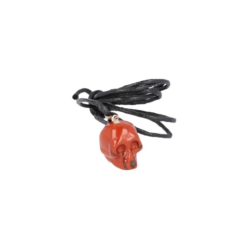 Skull Pendant Jasper Red to Cord