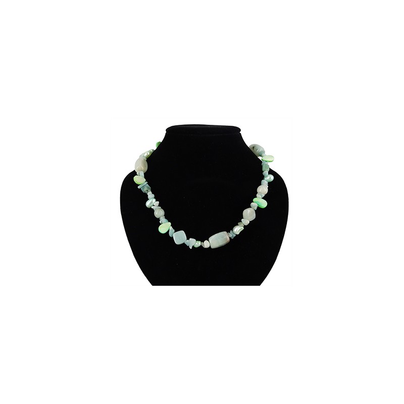 Gemstones Necklace Mother of Pearl with Amazonite