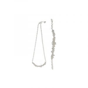 Gemstone Chip Necklace Moonstone Rainbow on Chain