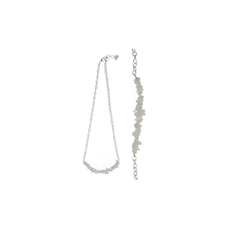 Gemstone Chip Necklace Moonstone Rainbow on Chain