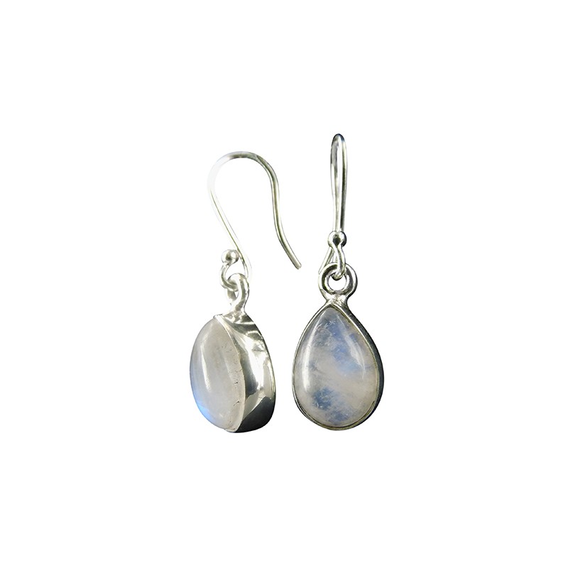 Silver Earrings Moonstone Rainbow Drip