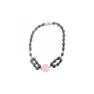 Magnetic bracelet Hematite - Agate Pink with magnetic clasp