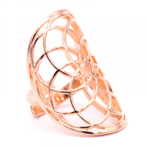 Ring Seed of Life brass Pink Gold color