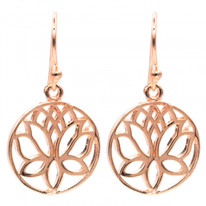 Earrings Lotus Brass Pink Gold color