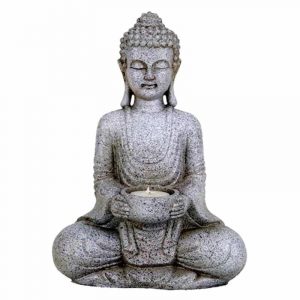 Meditation Buddha with Candle Holder Stone grey - 27 cm