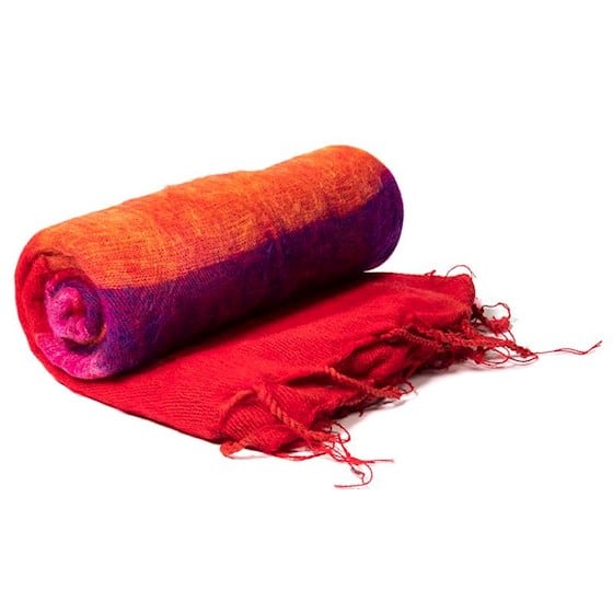 Meditation Shawl Red with Stripes