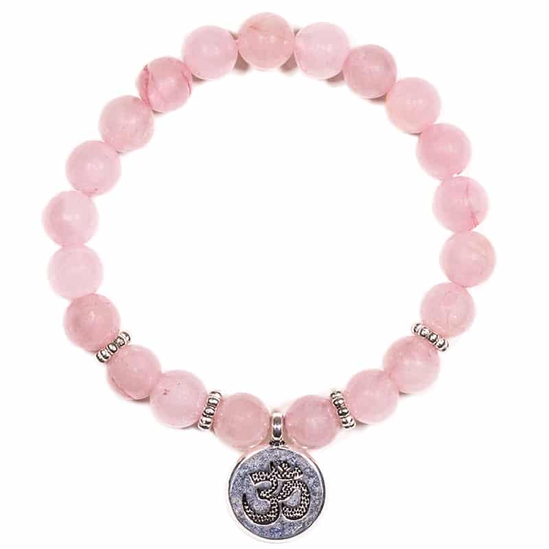 Mala Bracelet Rose Quartz Elastic with OHM