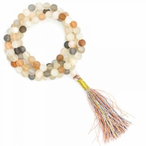 Mala Moonstone AA Quality 108 beads plus Brocade bag