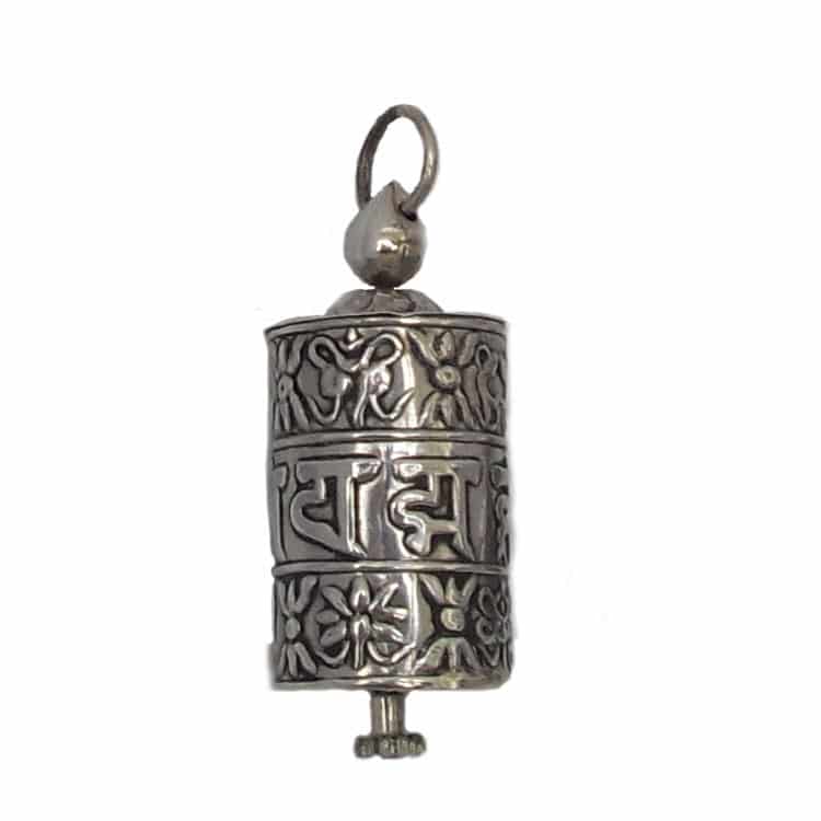 Silver Pendant Tibetan Prayer Wheel (Medium)