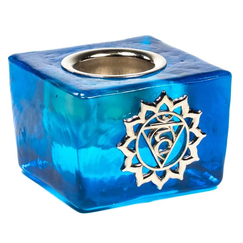 Candle Holder Cube - Throat Chakra