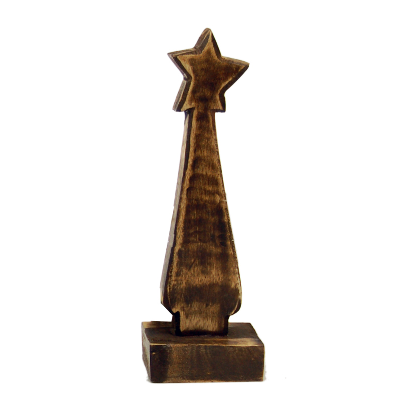 Christmas Tree with Star - Mango Wood (24 x 7,5 cm)