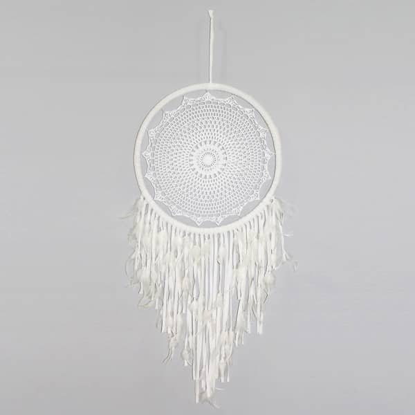 Dreamcatcher White Suede with Feathers Extra Large