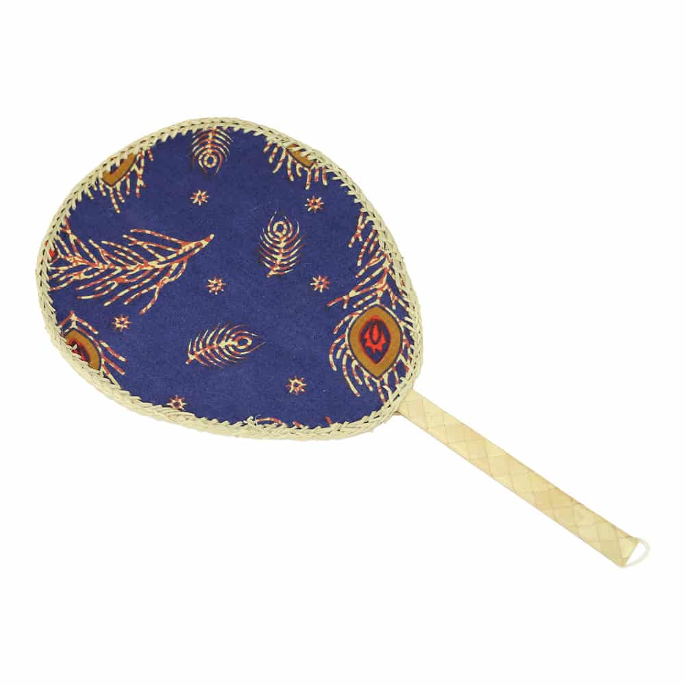 Fan - Pandan and Fabric Blue-Red