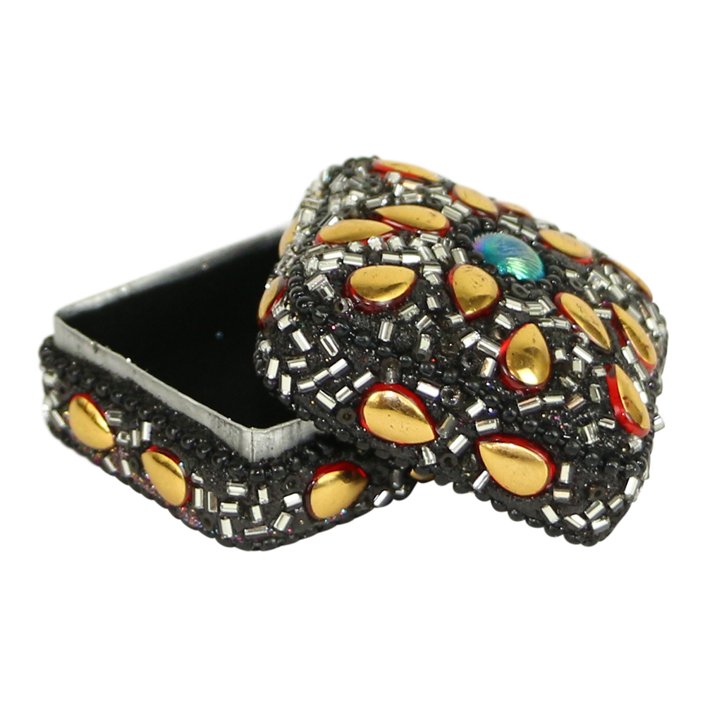 Pill Box Metal Brown and Gold Colored