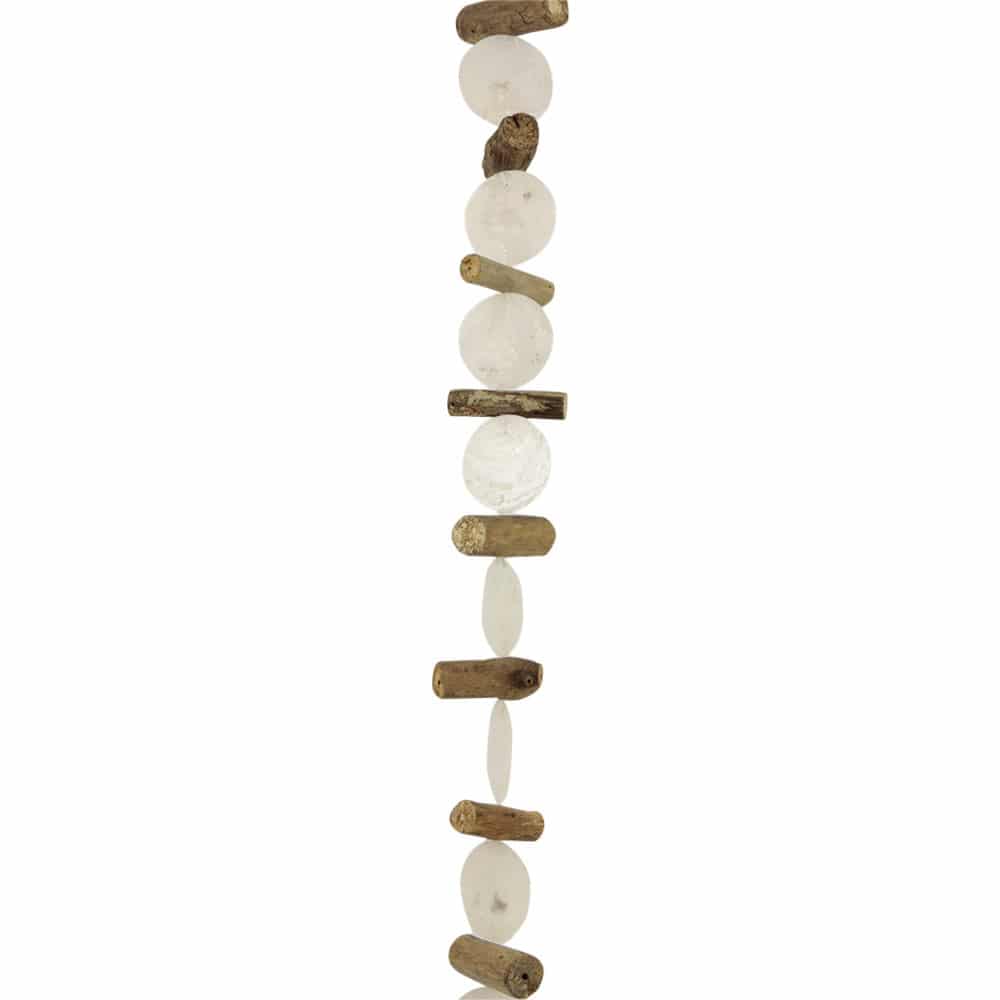 Wind Mobile of  White Capiz Shells and Driftwood