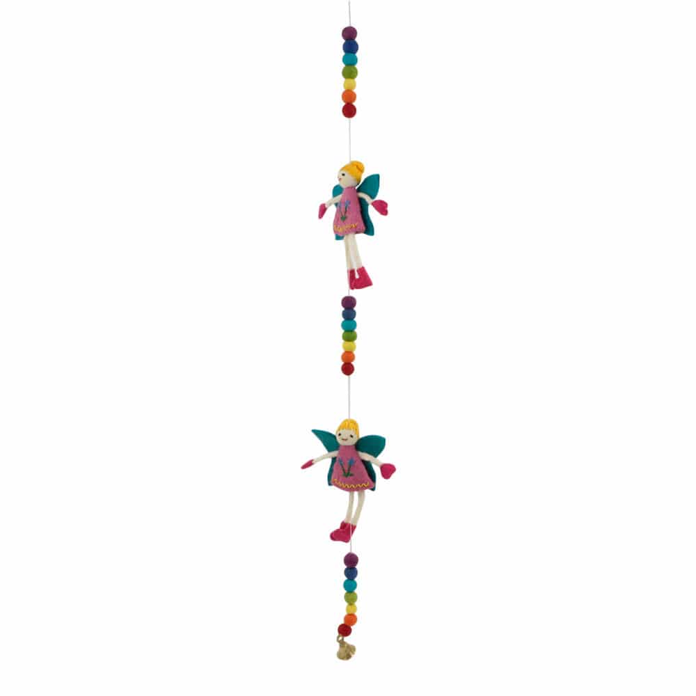 Felt Mobile Baby Room 2 Fairies Pink and Turquoise