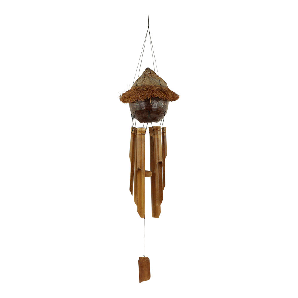 Wind Chime Birdhouse Coconut with Round Birdhouse (90 x 18 cm)