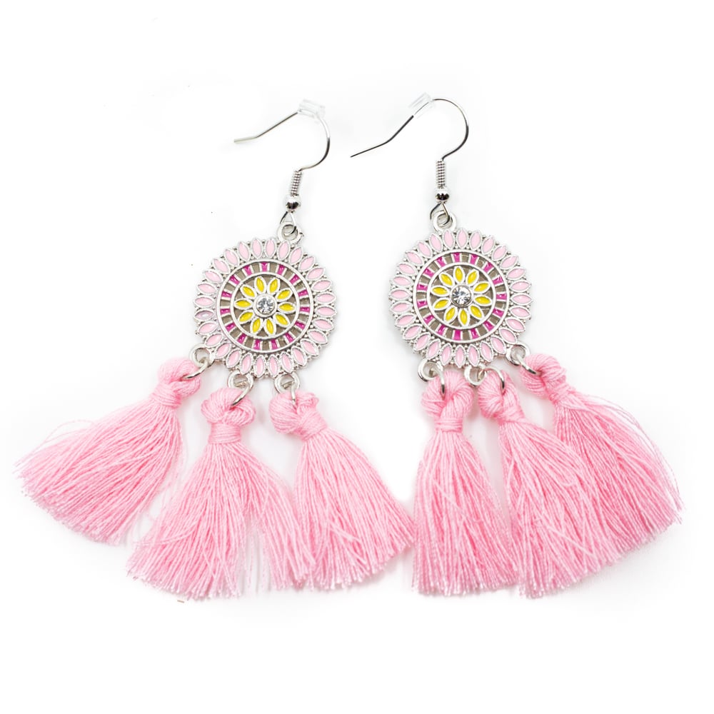 Bohemian Earrings Pink Flower