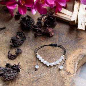 Gemstone Bracelet Pink Quartz Adjustable