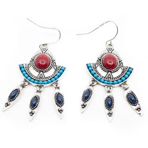 Bohemian Earrings with Red Stone