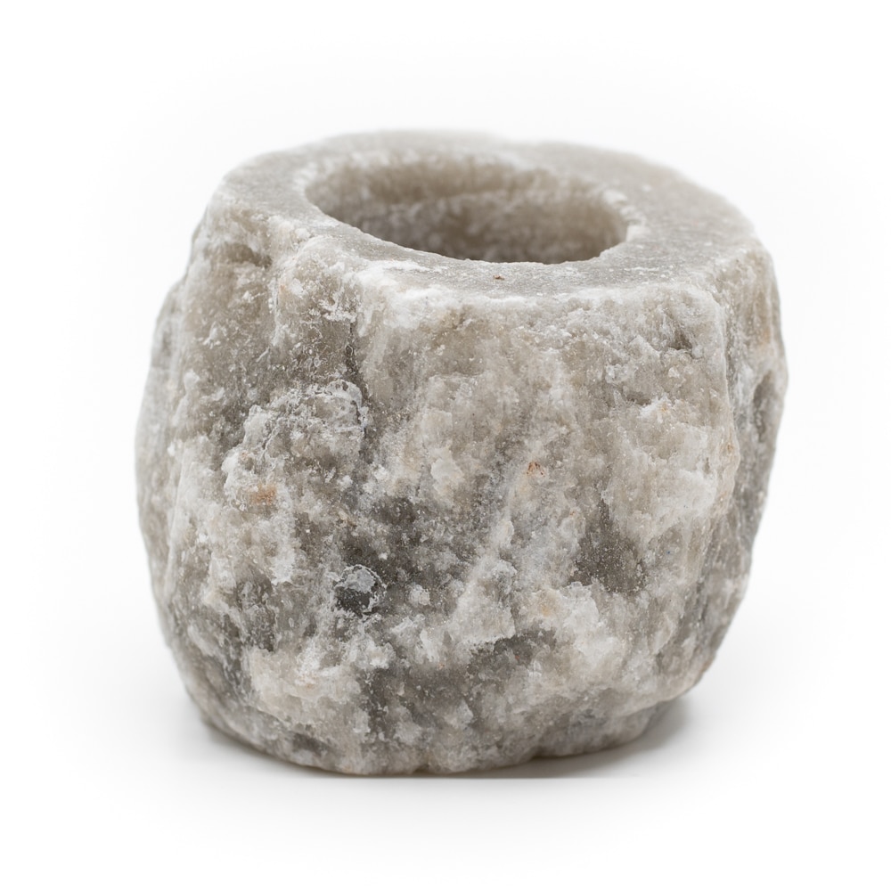 Salt Stone Tea Light Holder Grey (400 - 700 grams) approx. 9 x 9 x 10 cm