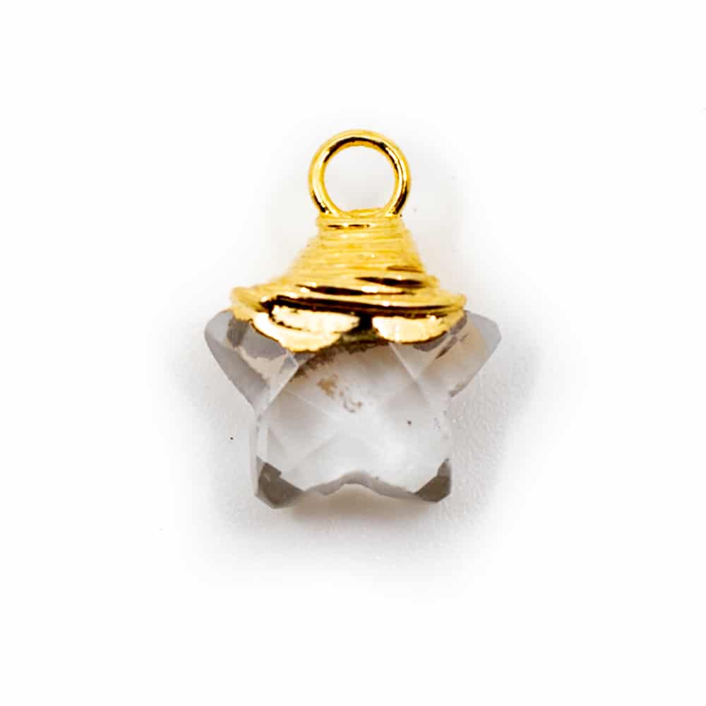 Birthstone Pendant Star April Rock Crystal 925 Silver (10 mm)