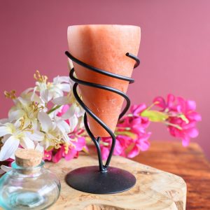 Salt Stone Tea Light Holder Pink Horn (1.25 kg) 20 x 10 x 10 cm