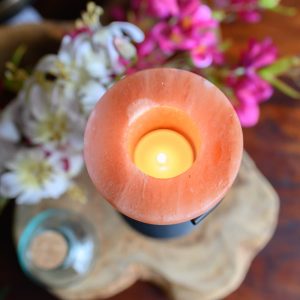 Salt Stone Tea Light Holder Pink Horn (1.25 kg) 20 x 10 x 10 cm