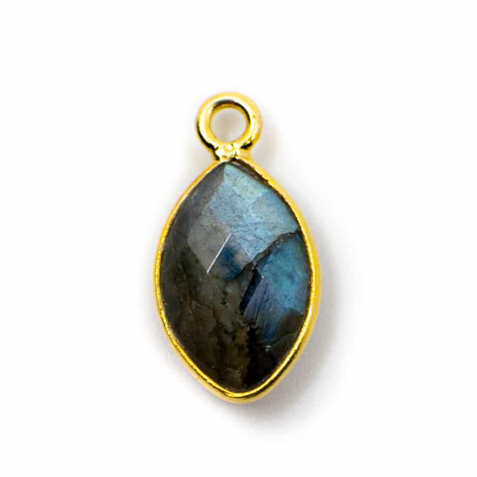 Gemstone Pendant Labradorite 925 Silver & Gilded (12 mm)